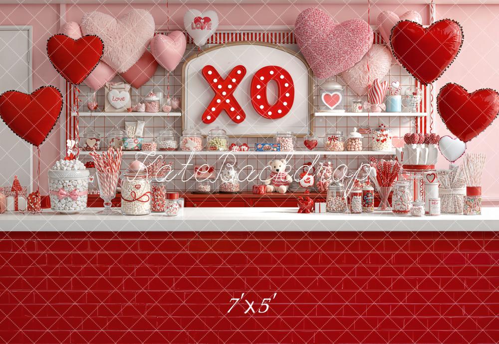Kate La Saint Valentin Douceurs Cœurs Ballons Rouge Toile de fond conçue par Emetselch - Kate Backdrop FR