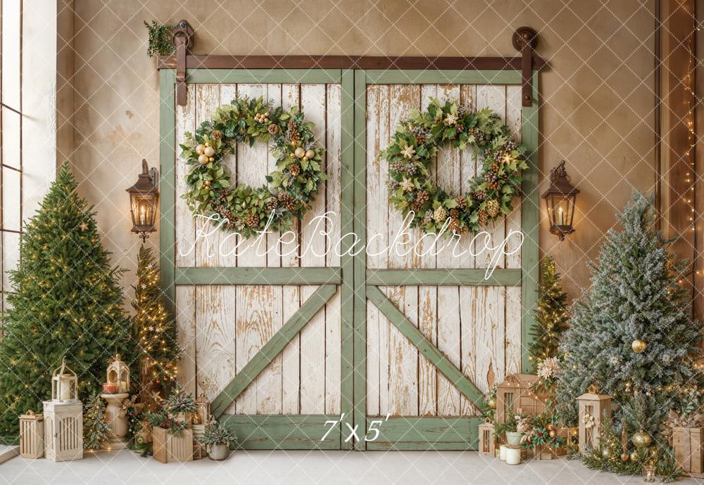 Kate Noël Portes Couronnes Sapins Toile de fond conçue par Emetselch - Kate Backdrop FR