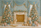 Kate Noël Sapins Ours Cheminée Cadeaux Toile de fond conçue par Ashley Paul