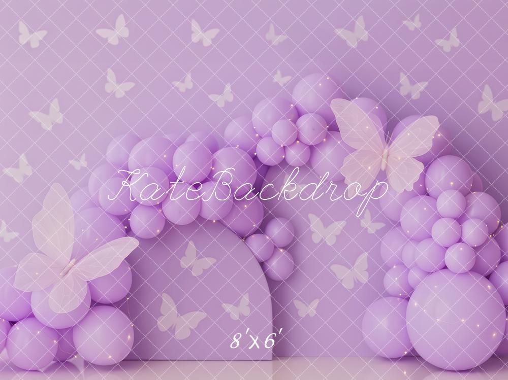 Kate Papillon Ballons Arche Violet Toile de fond conçue par Patty Roberts - Kate Backdrop FR