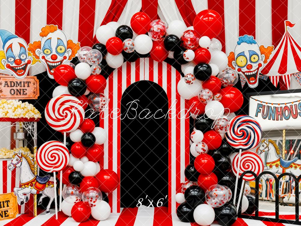 Kate Cirque Clowns Rayures Bonbons Toile de fond conçue par Patty Roberts