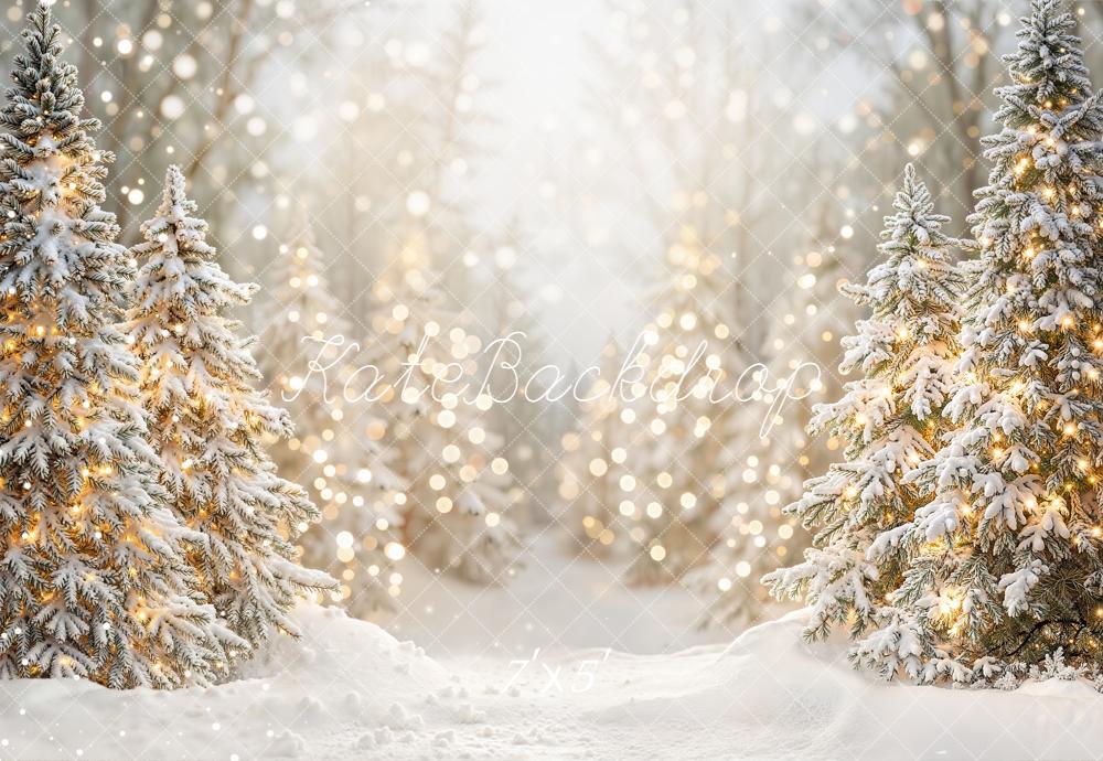 Kate Hiver Sapins Enneigés Lumières Toile de fond conçue par Emetselch - Kate Backdrop FR