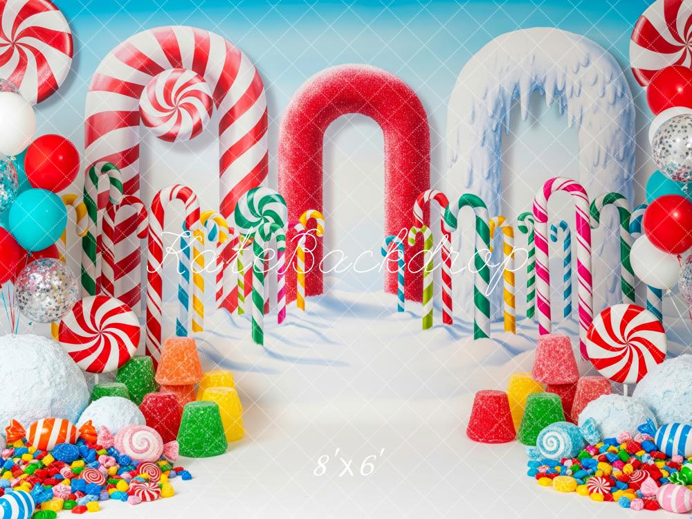 Kate Bonbon Canne Sucre Neige Coloré Toile de fond conçue par Patty Roberts