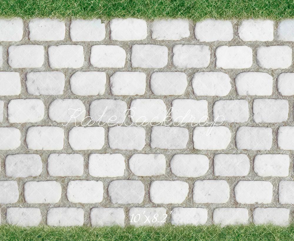 Kate Pierre Pavée Herbe Verte Sol Toile de fond conçue par Mini MakeBelieve