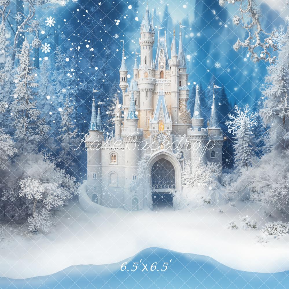 Kate Château Forêt Neige Hiver Toile de fond conçue par Emetselch