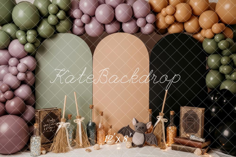 Kate Halloween Ballons Livres Balais Toile de fond conçue par Patty Roberts