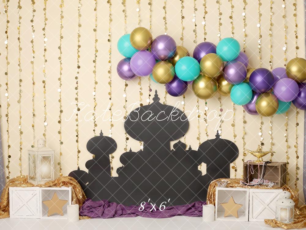 Kate Anniversaire Palais Oriental Ballons Toile de fond conçue par Melissa King - Kate Backdrop FR