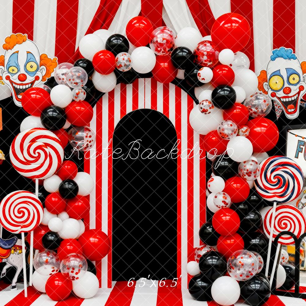 Kate Cirque Clowns Rayures Bonbons Toile de fond conçue par Patty Roberts