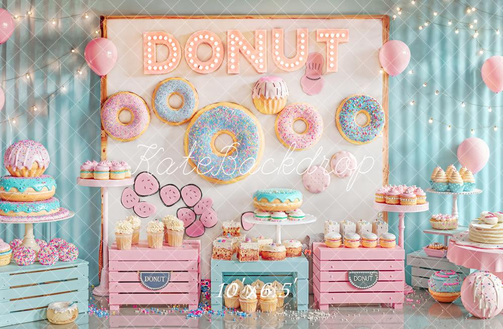 Kate Anniversaire Donuts Gâteaux Sucreries Toile de fond conçue par Emetselch - Kate Backdrop FR