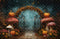 Kate Automne Portail Champignons Citrouilles Toile de fond en Laine conçue par Emetselch