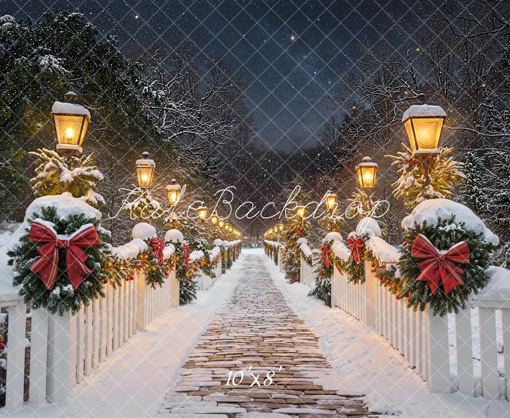 Kate Noël Chemin Lampadaire Neige Toile de fond en Laine conçue par Emetselch - Kate Backdrop FR