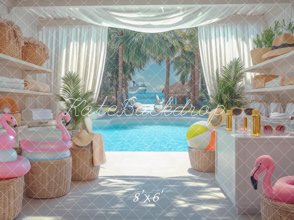 Kate Été Piscine Palmiers Accessoires Toile de fond conçue par Mini MakeBelieve - Kate Backdrop FR