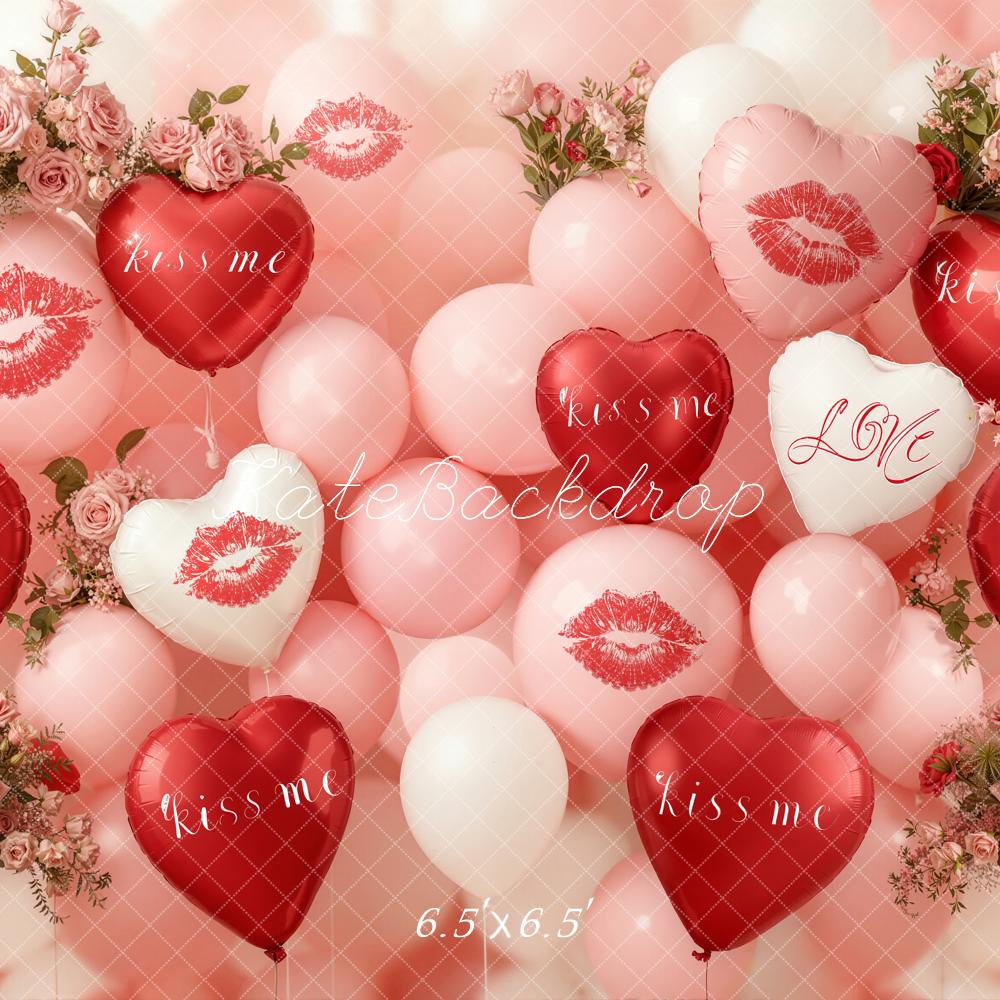 Kate La Saint Valentin Ballons Fleurs Baisers Toile de fond conçue par Emetselch