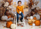 Kate Automne Citrouille Fleur Porte Boho Toile de fond conçue par Emetselch