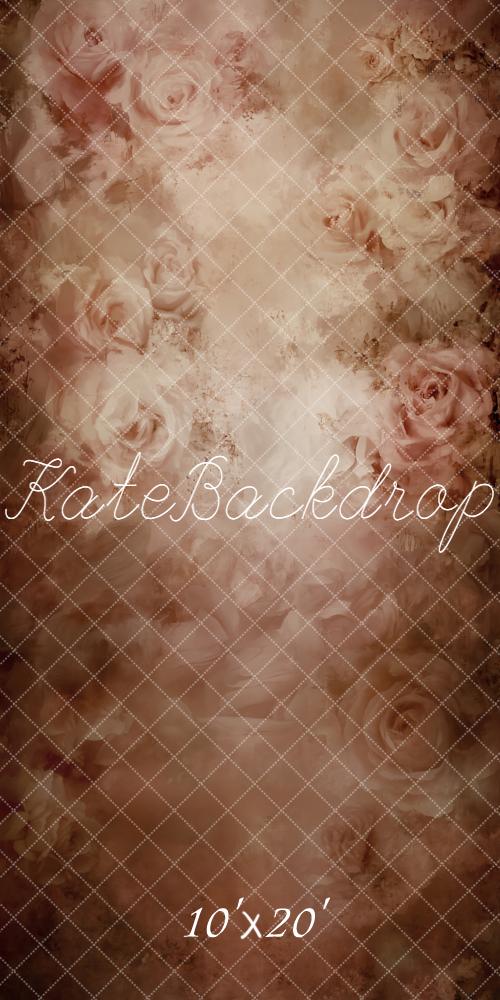Kate Fleurs Roses Beige Vintage Toile de fond conçue par Emetselch - Kate Backdrop FR