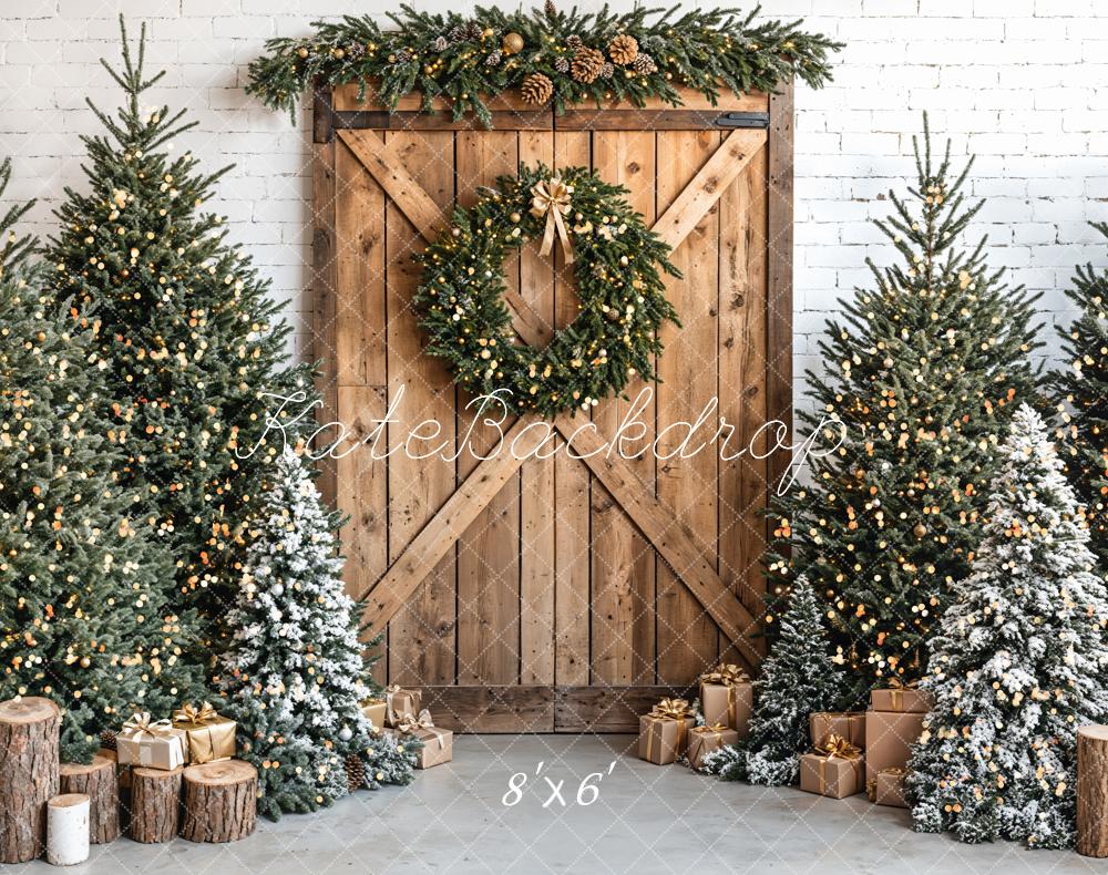Kate Noël Sapins Cadeaux Bois Toile de fond en Laine conçue par Emetselch