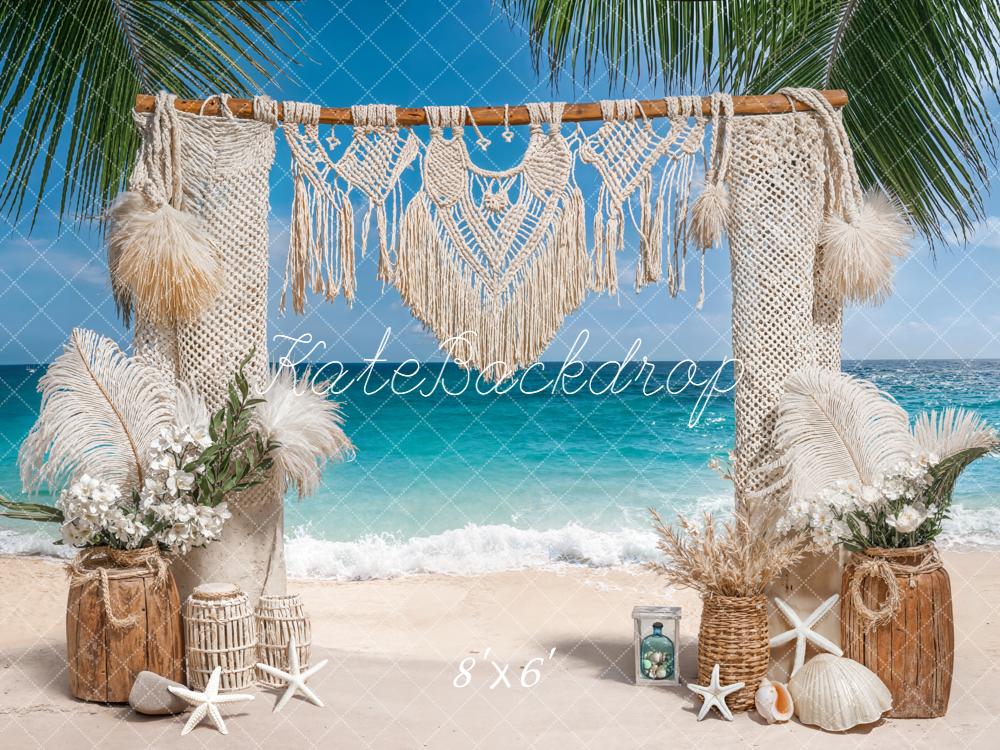 Kate Bohème Été Plage Macramé Mer Toile de fond conçue par Emetselch - Kate Backdrop FR