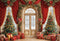 Kate Noël Sapins Fenêtre Cadeaux Rouge Toile de fond conçue par Emetselch - Kate Backdrop FR