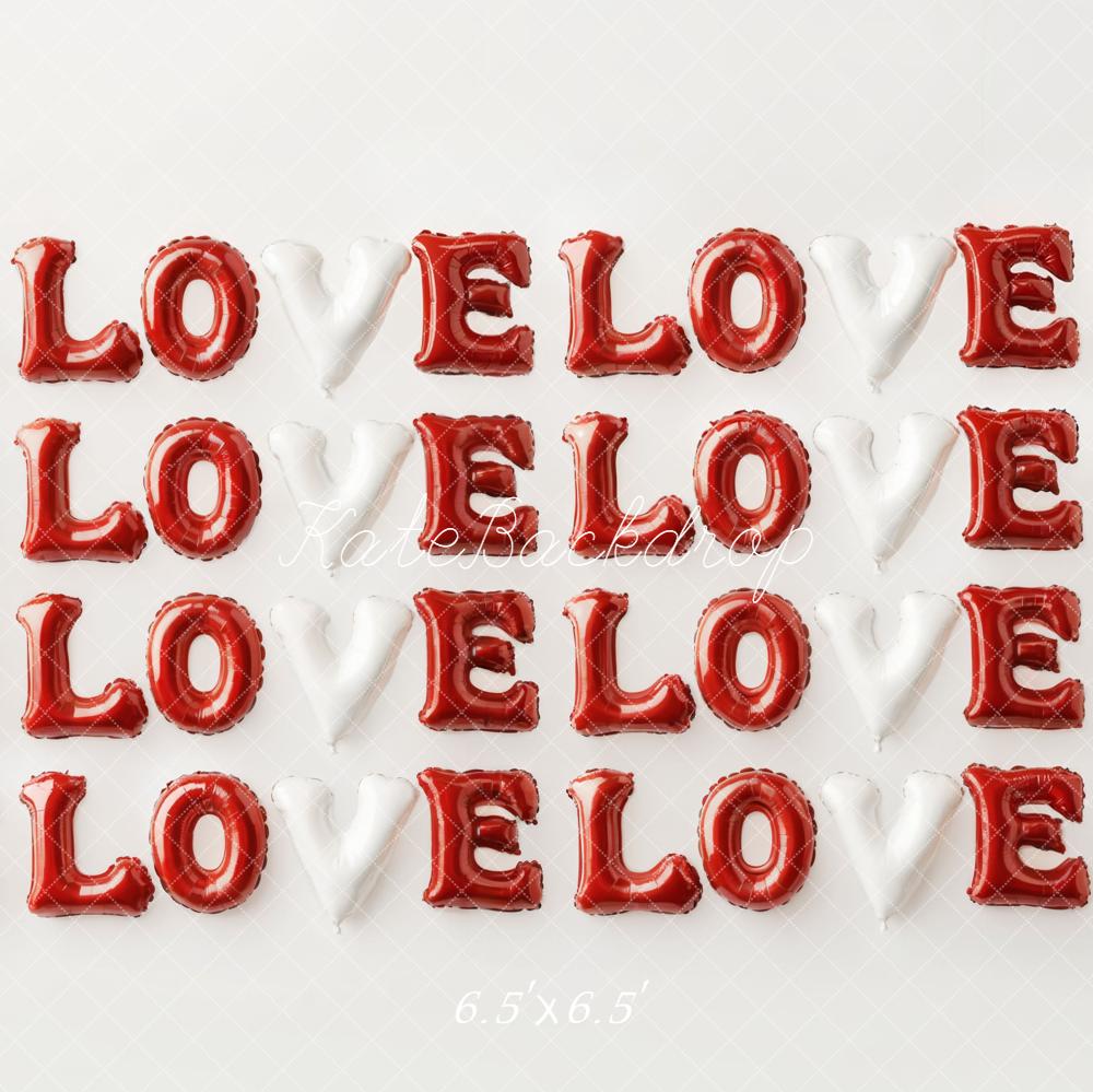 Kate Saint Valentin Ballons Love Rouge Blanc Toile de fond conçue par Emetselch - Kate Backdrop FR