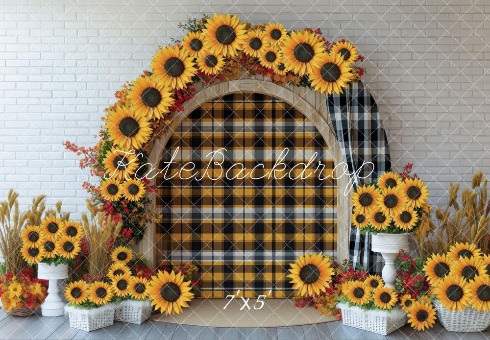 Kate Arc Tournesols Carreaux Champêtre Toile de fond conçue par Mini MakeBelieve - Kate Backdrop FR