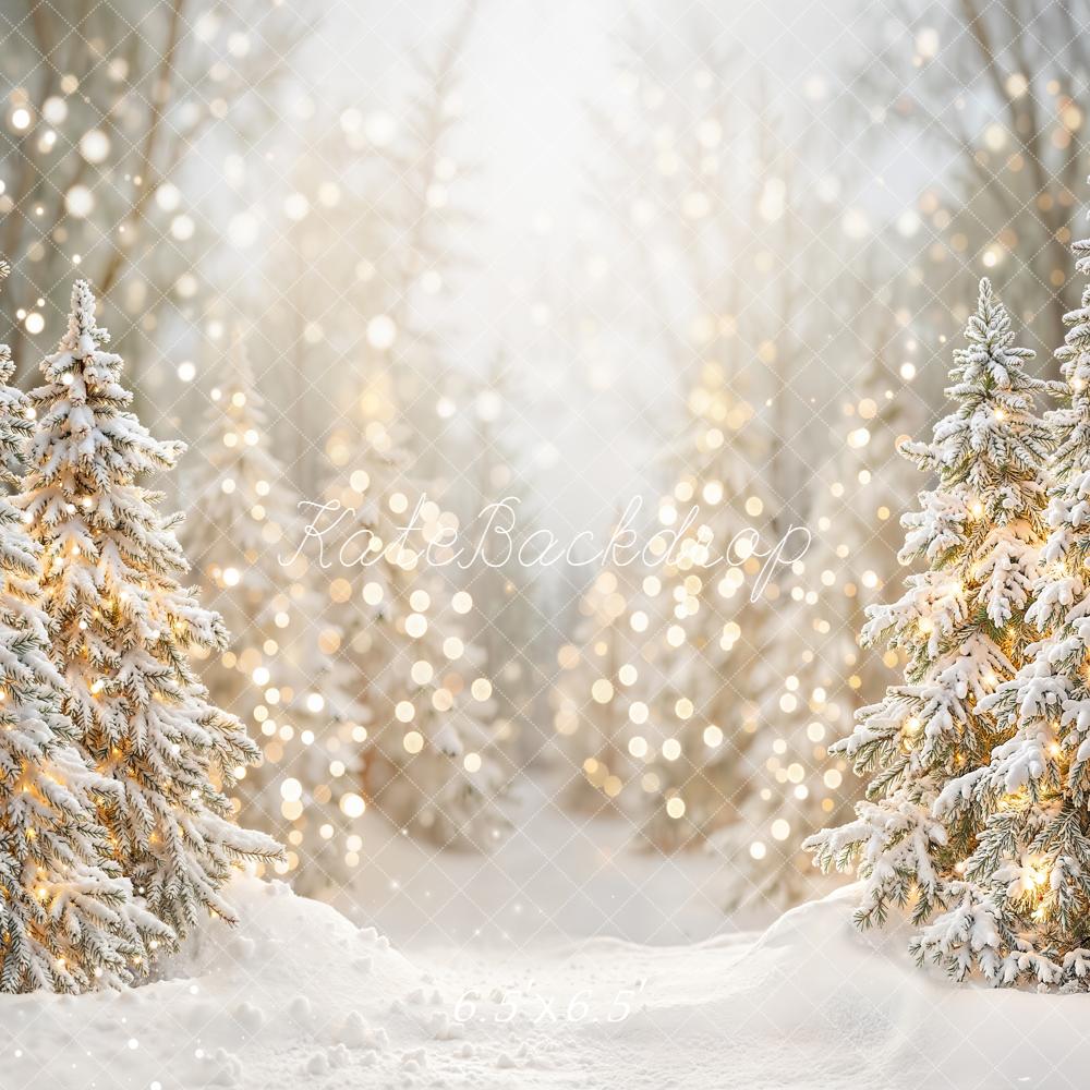 Kate Hiver Sapins Enneigés Lumières Toile de fond conçue par Emetselch - Kate Backdrop FR