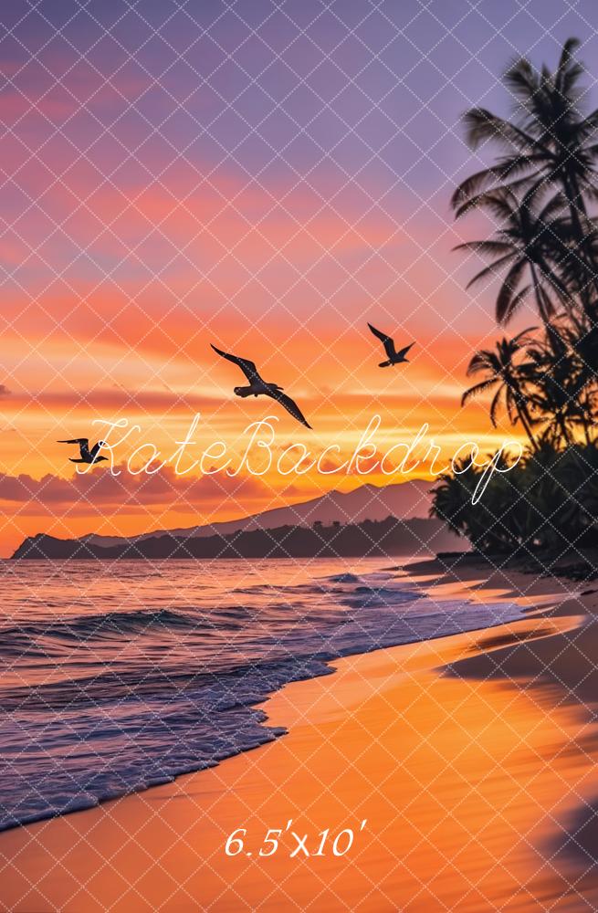 Kate Plage Coucher De Soleil Palmiers Toile de fond conçue par Emetselch - Kate Backdrop FR