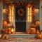 Kate Halloween Citrouilles Feuilles Maison Toile de fond conçue par Emetselch - Kate Backdrop FR