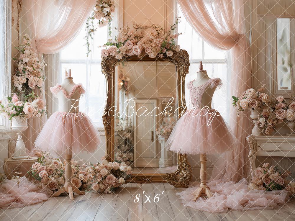 Kate Rose Robes Fleurs Miroir Toile de fond conçue par Ashley Paul - Kate Backdrop FR