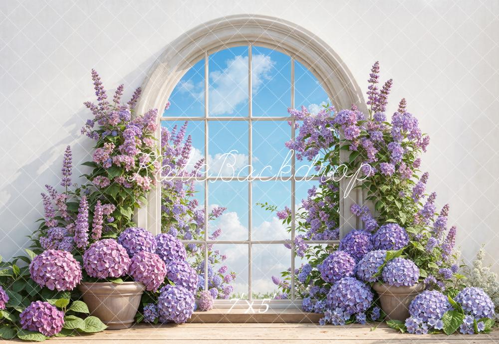 Kate Arche Fenêtre Fleurs Violettes Toile de fond conçue par Emetselch - Kate Backdrop FR