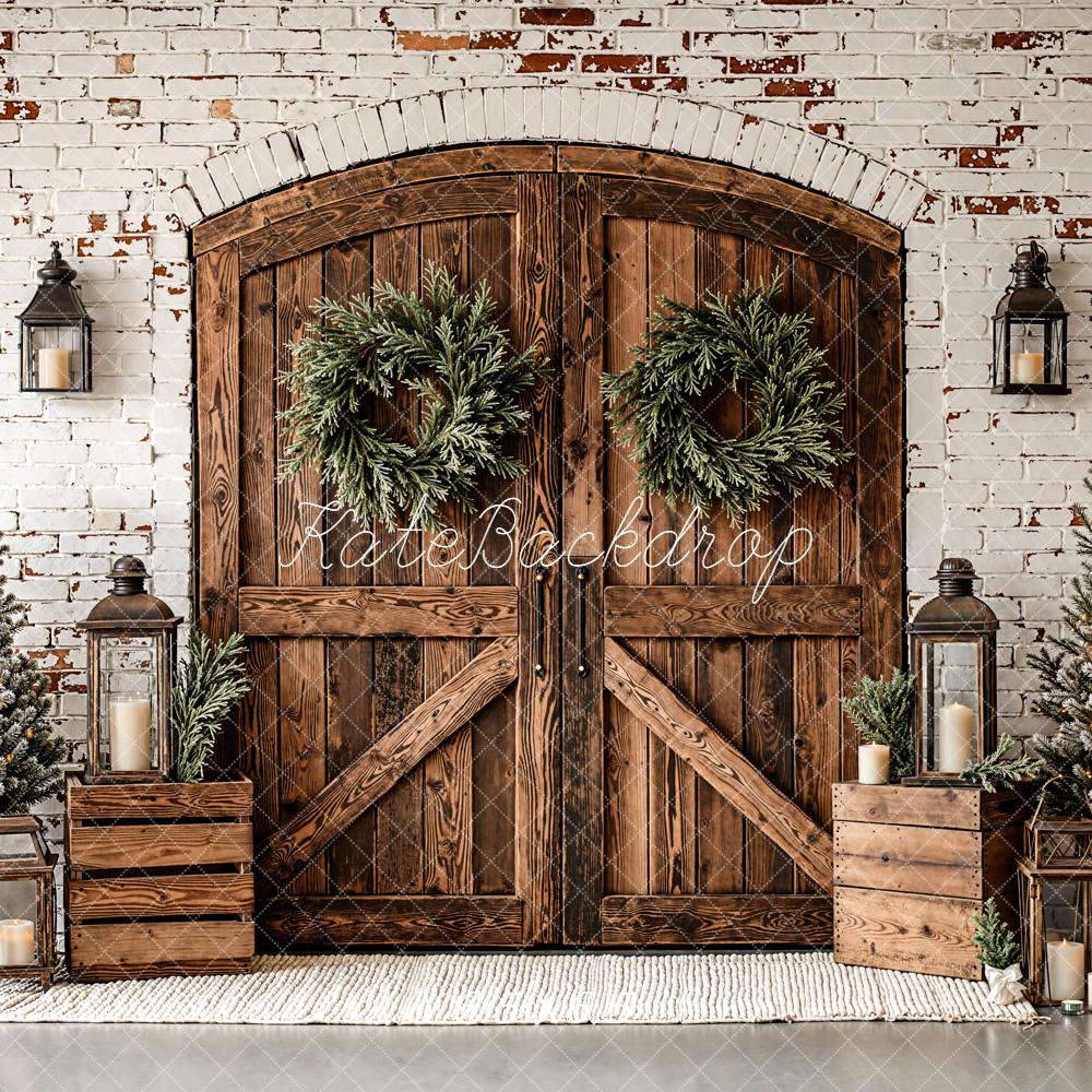 Kate Noël Porte Grange Bois Lanternes Toile de fond conçue par Emetselch - Kate Backdrop FR