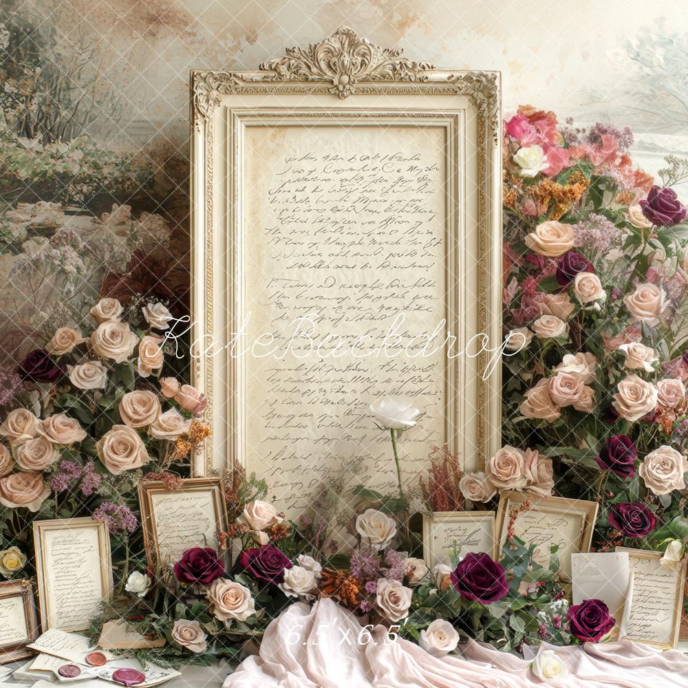 Kate Vintage Cadre Roses Lettres Toile de fond conçue par Mini MakeBelieve