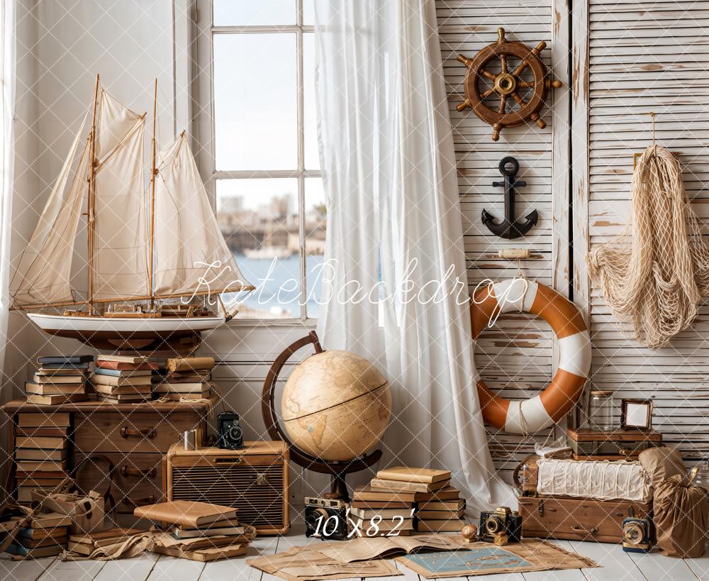 Kate Marin Bateau Globe Vintage Toile de fond en Polar conçue par Emetselch