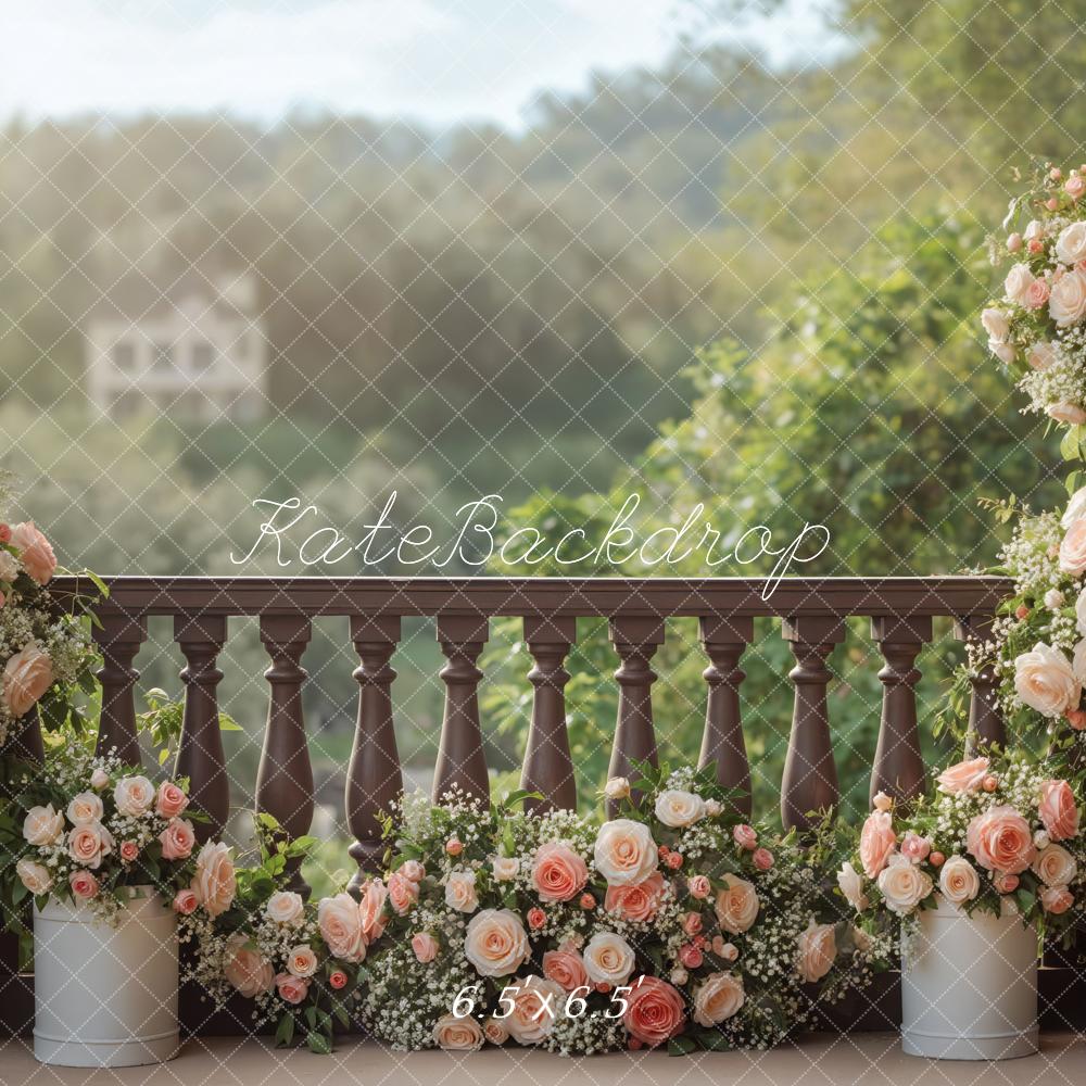 Kate Mariage Balcon Fleurs Romantiques Toile de fond conçue par Mini MakeBelieve - Kate Backdrop FR