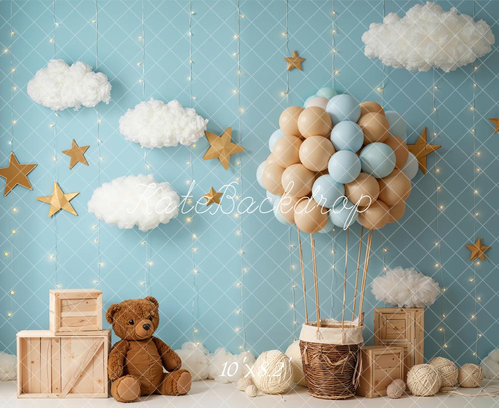 Kate Enfant Chambre Bleu Nuages Ballons Toile de fond conçue par Emetselch