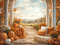 Kate Automne Citrouilles Fleurs Chemin Toile de fond en Laine conçue par Emetselch
