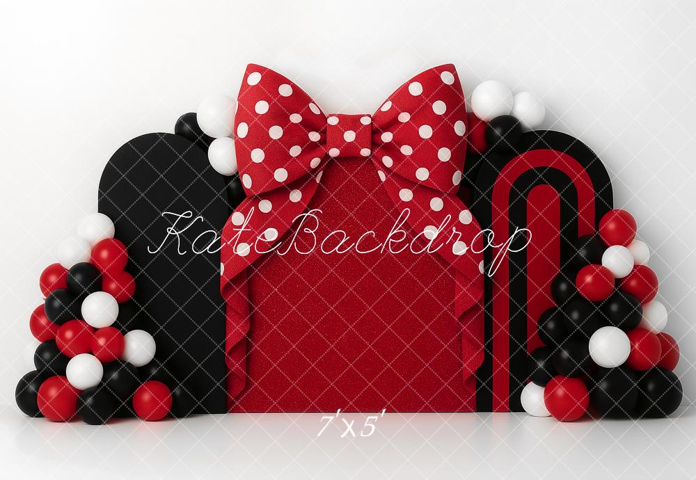 Kate Anniversaire Rouge Noir Nœud Ballons Toile de fond conçue par Ashley Paul