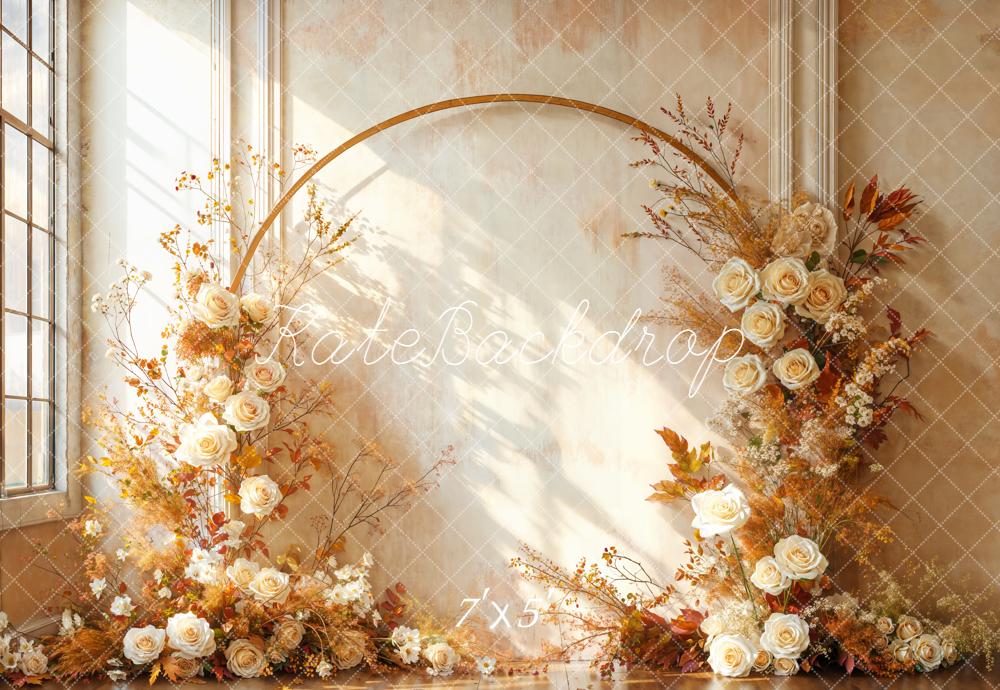 Kate Bohème Arche Fleurs Beige Lumière Toile de fond conçue par Emetselch
