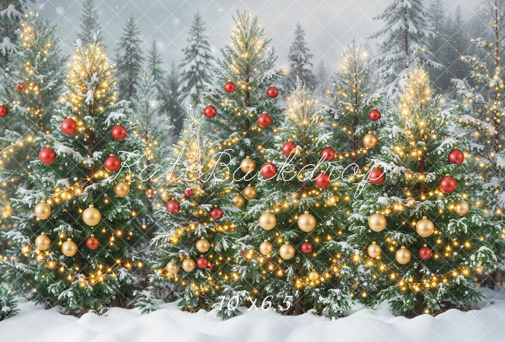 Kate Noël Sapins Neige Lumières Toile de fond en Laine conçue par Emetselch - Kate Backdrop FR