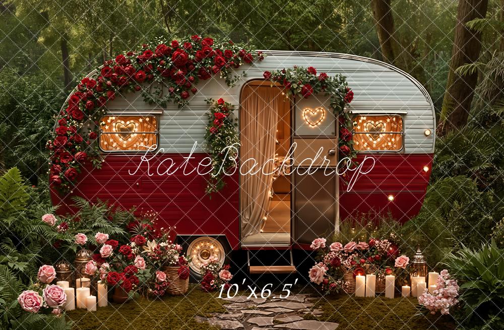 Kate Camping-car Saint Valentin Forêt Toile de fond en Laine conçue par Emetselch