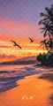 Kate Sweep Mur-à-Sol Plage Coucher De Soleil Oiseaux Toile de fond conçue par Emetselch - Kate Backdrop FR