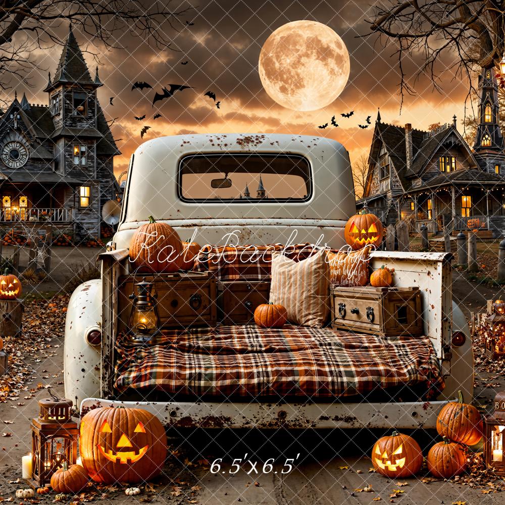 Kate Halloween Camion Citrouilles Pleine Lune Toile de fond conçue par Emetselch - Kate Backdrop FR