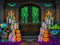 Kate Halloween Fantômes Citrouilles Porte Toile de fond conçue par Mini MakeBelieve