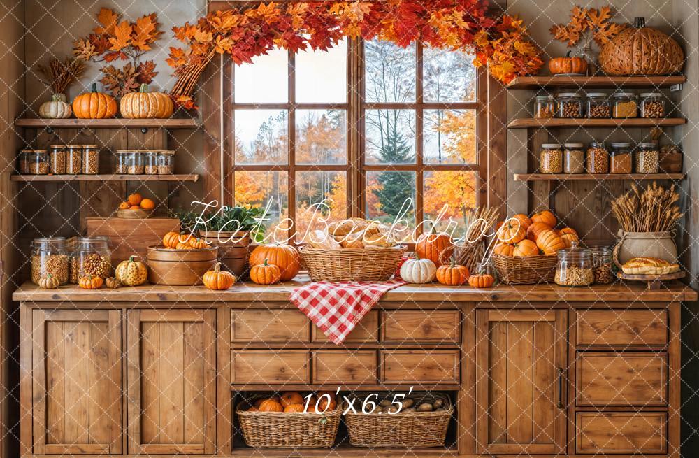 Kate Automne Cuisine Citrouilles Toile de fond en Laine conçue par Emetselch