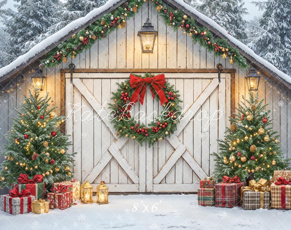 Kate Noël Grange Sapins Cadeaux Toile de fond en Laine conçue par Emetselch - Kate Backdrop FR