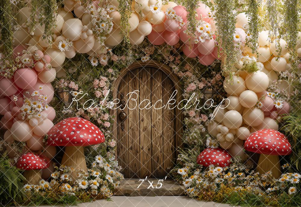 Kate Fée Champignons Porte Fleurs Ballons Toile de fond conçue par Ashley Paul - Kate Backdrop FR