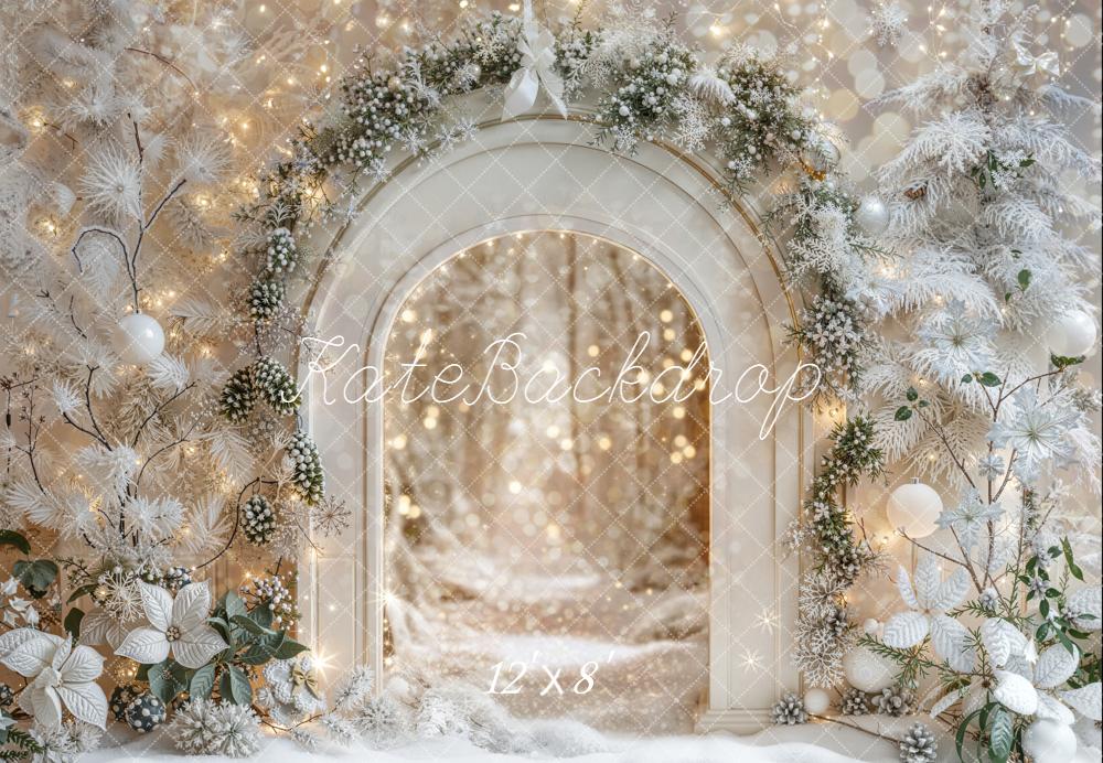 Kate Hiver Arche Neige Lumière Fleurs Toile de fond conçue par Emetselch