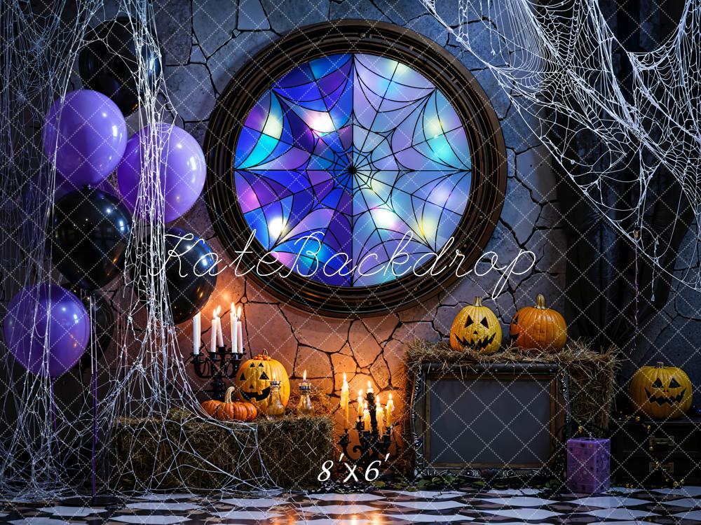 Kate Halloween Fenêtre Toile d'araignée Toile de fond en Laine conçue par Emetselch - Kate Backdrop FR