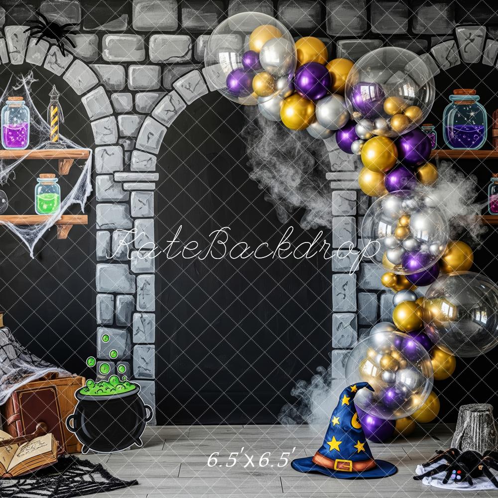 Kate Halloween Laboratoire Sorcière Ballons Toile de fond conçue par Patty Roberts