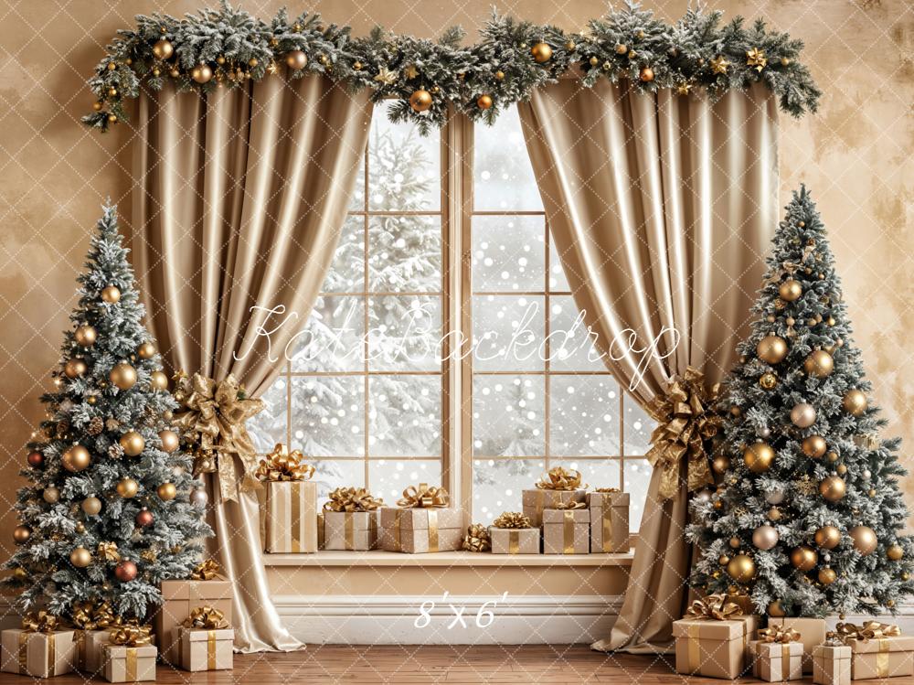 Kate Noël Sapins Fenêtre Cadeaux Toile de fond conçue par Emetselch - Kate Backdrop FR