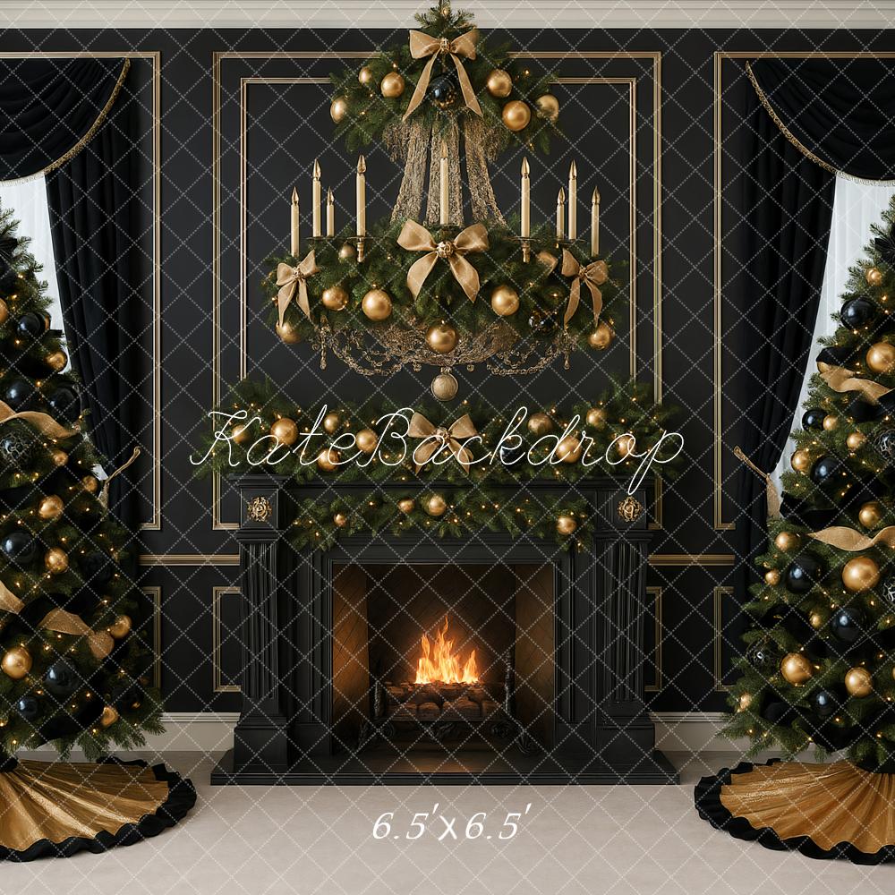 Kate Noël Sapins Cheminée Bougies Noir Toile de fond conçue par Ashley Paul